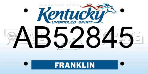 AB52845 Kentucky License Plate