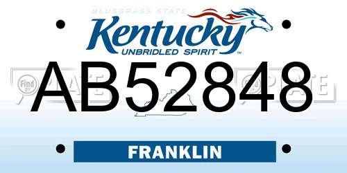 AB52848 Kentucky License Plate