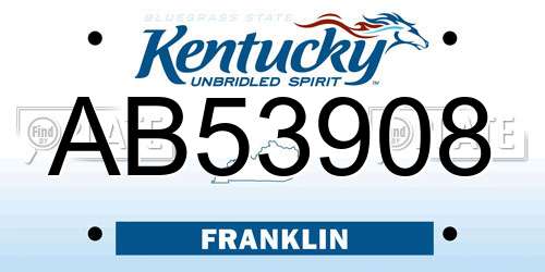 AB53908 Kentucky License Plate