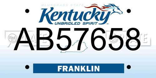 AB57658 Kentucky License Plate