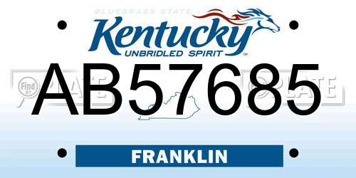 AB57685 Kentucky License Plate