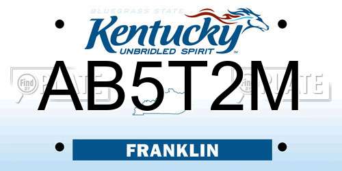 AB5T2M Kentucky License Plate
