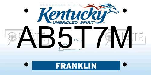 AB5T7M Kentucky License Plate