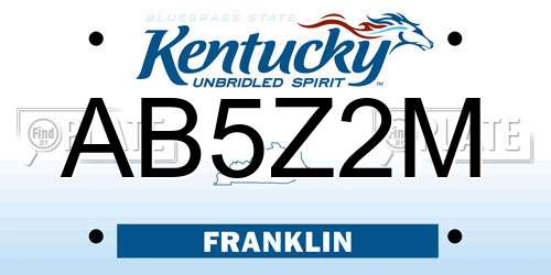 AB5Z2M Kentucky License Plate