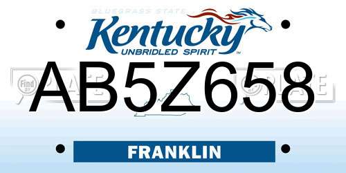 AB5Z658 Kentucky License Plate