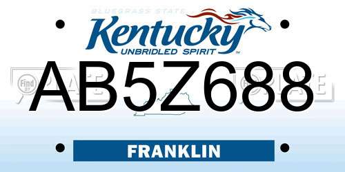 AB5Z688 Kentucky License Plate