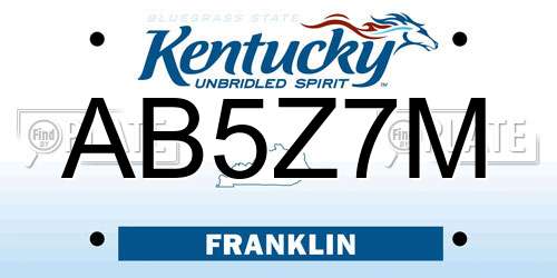 AB5Z7M Kentucky License Plate