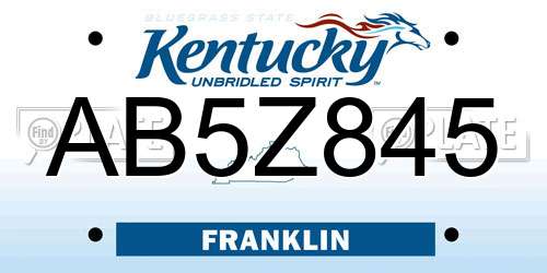 AB5Z845 Kentucky License Plate