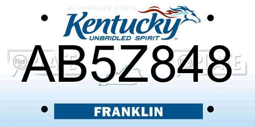 AB5Z848 Kentucky License Plate
