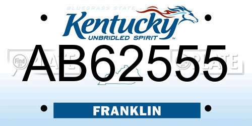 AB62555 Kentucky License Plate