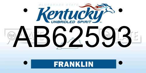 AB62593 Kentucky License Plate