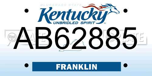 AB62885 Kentucky License Plate