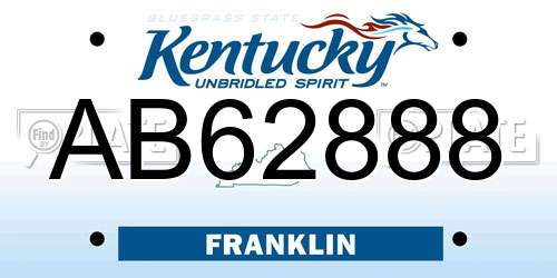 AB62888 Kentucky License Plate