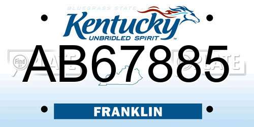AB67885 Kentucky License Plate