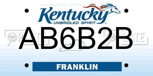 AB6B2B Kentucky License Plate