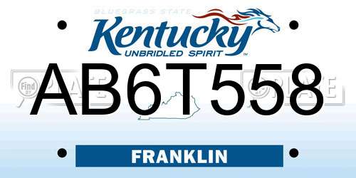 AB6T558 Kentucky License Plate