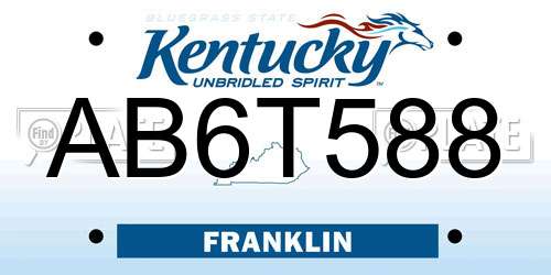 AB6T588 Kentucky License Plate