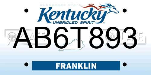 AB6T893 Kentucky License Plate