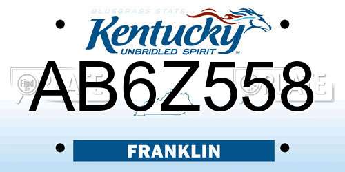 AB6Z558 Kentucky License Plate
