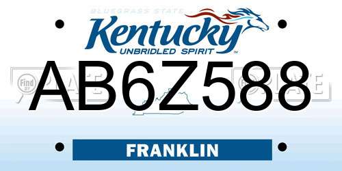 AB6Z588 Kentucky License Plate