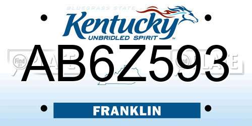 AB6Z593 Kentucky License Plate
