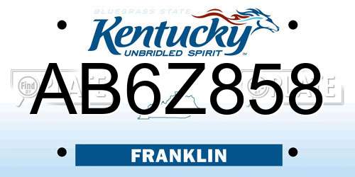 AB6Z858 Kentucky License Plate