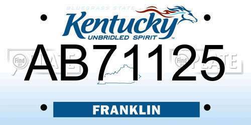 AB71125 Kentucky License Plate