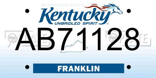 AB71128 Kentucky License Plate
