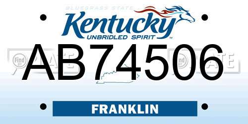 AB74506 Kentucky License Plate