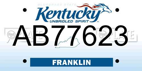 AB77623 Kentucky License Plate
