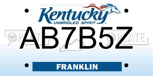AB7B5Z Kentucky License Plate