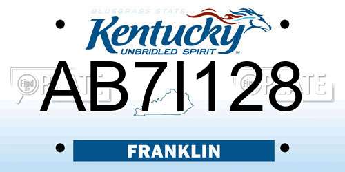 AB7I128 Kentucky License Plate
