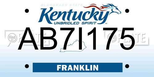 AB7I175 Kentucky License Plate