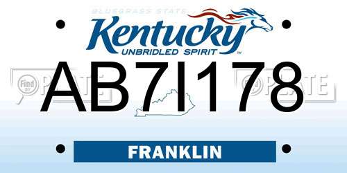 AB7I178 Kentucky License Plate