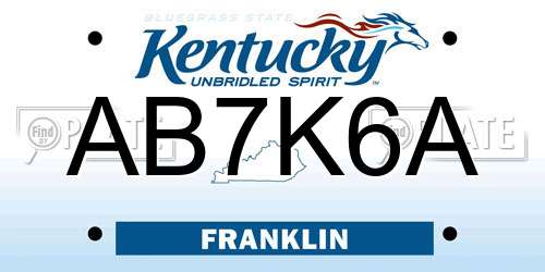 AB7K6A Kentucky License Plate