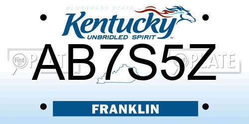AB7S5Z Kentucky License Plate