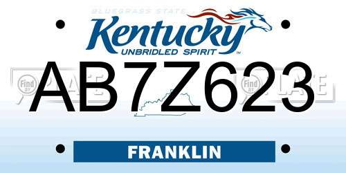 AB7Z623 Kentucky License Plate