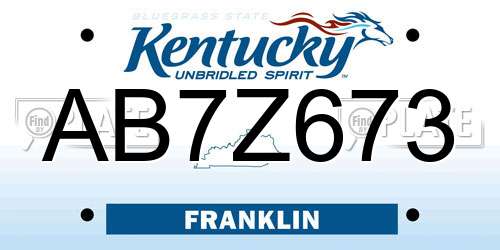 AB7Z673 Kentucky License Plate