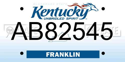 AB82545 Kentucky License Plate