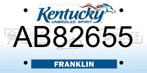 AB82655 Kentucky License Plate