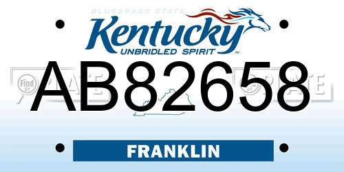 AB82658 Kentucky License Plate