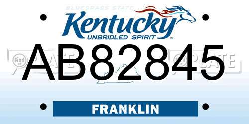 AB82845 Kentucky License Plate