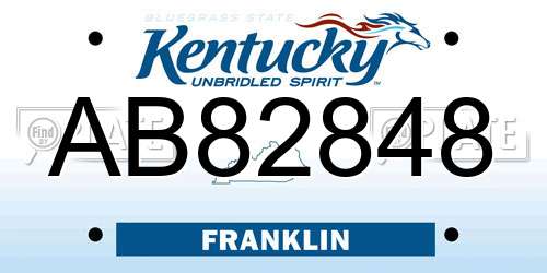 AB82848 Kentucky License Plate