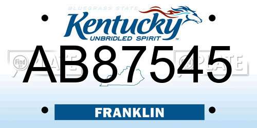 AB87545 Kentucky License Plate