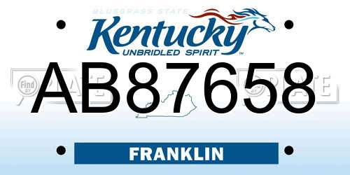 AB87658 Kentucky License Plate