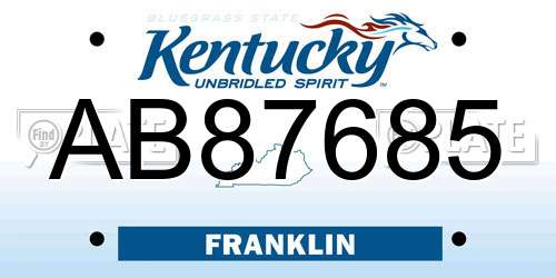 AB87685 Kentucky License Plate