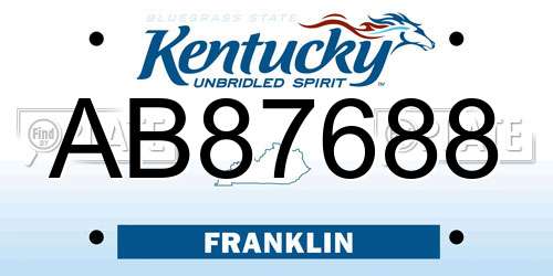 AB87688 Kentucky License Plate