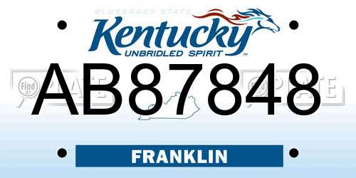 AB87848 Kentucky License Plate