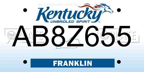 AB8Z655 Kentucky License Plate