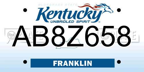 AB8Z658 Kentucky License Plate